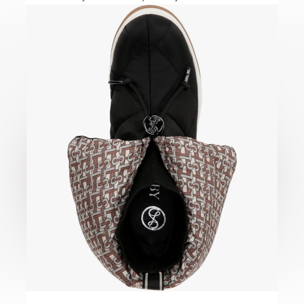 Sam & Libby Cruz Fold Over Puffer Bootie Black and Tan Patterned.NWBox Size 7 - Picture 4 of 8